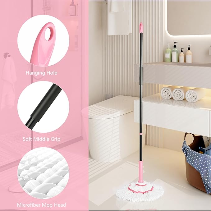 Self-Wringing Twist Mop for Floor Cleaning, 57” Long Handle Heavy Duty - Image 4