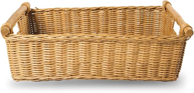 The Basket Lady Low Pole Handle Wicker Storage Basket, 19.5 in L x 12.5 in W x - Image 4