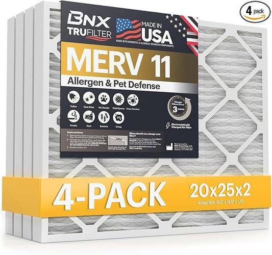 BNX TruFilter 20x25x2 Air Filter MERV 11 by BNX