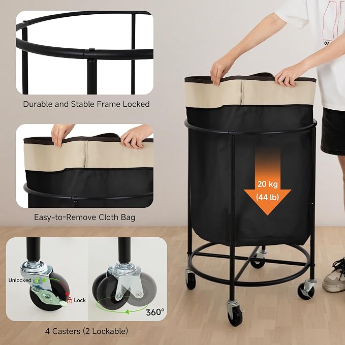 StorageWorks Rolling Laundry Basket, Laundry Hamper - Image 3