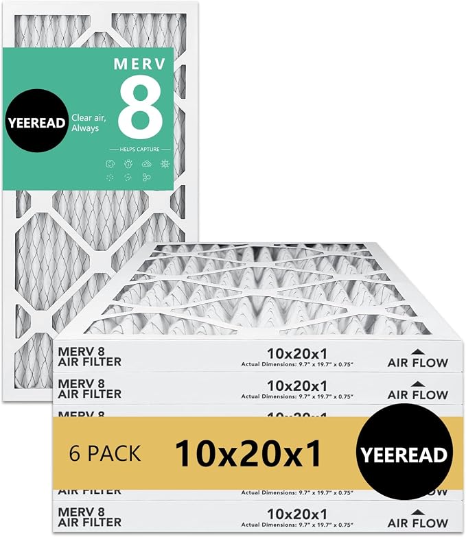 10x20x1 MERV 8 Air Filters 6-Pack, Actual Size 9.7" x 19.7" x 0.75" – Compatible by Unknown