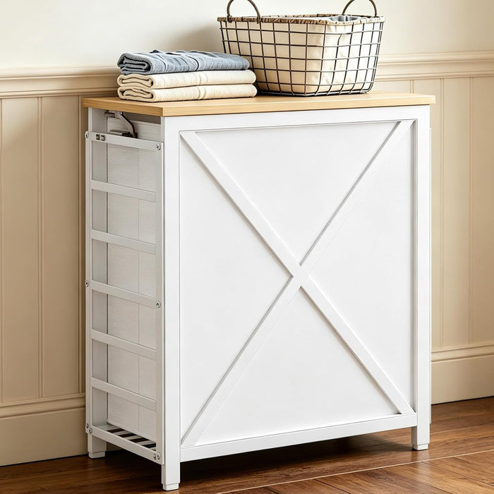 120L Laundry Hamper with Lid, 2-Section Laundry Basket