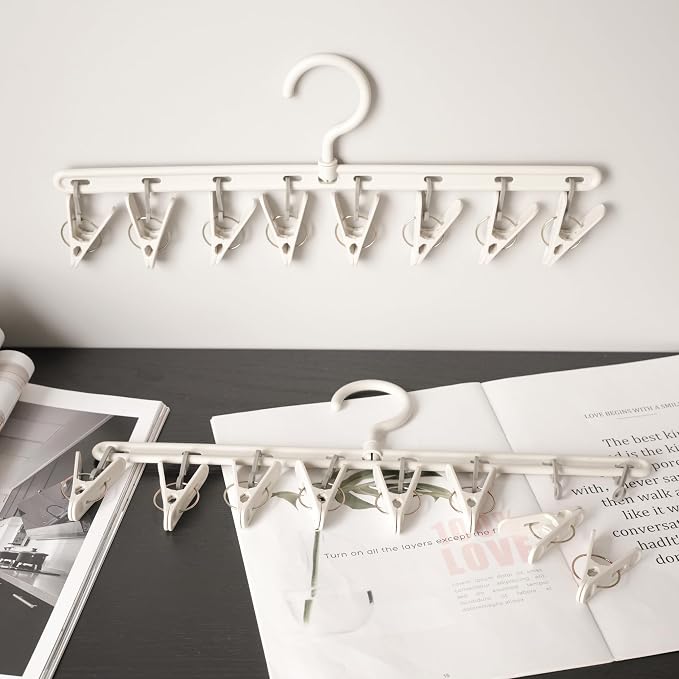 Clothes Hanger 2 Pack with 8 Clips, Clothes Drying Racks Windproof - Image 4