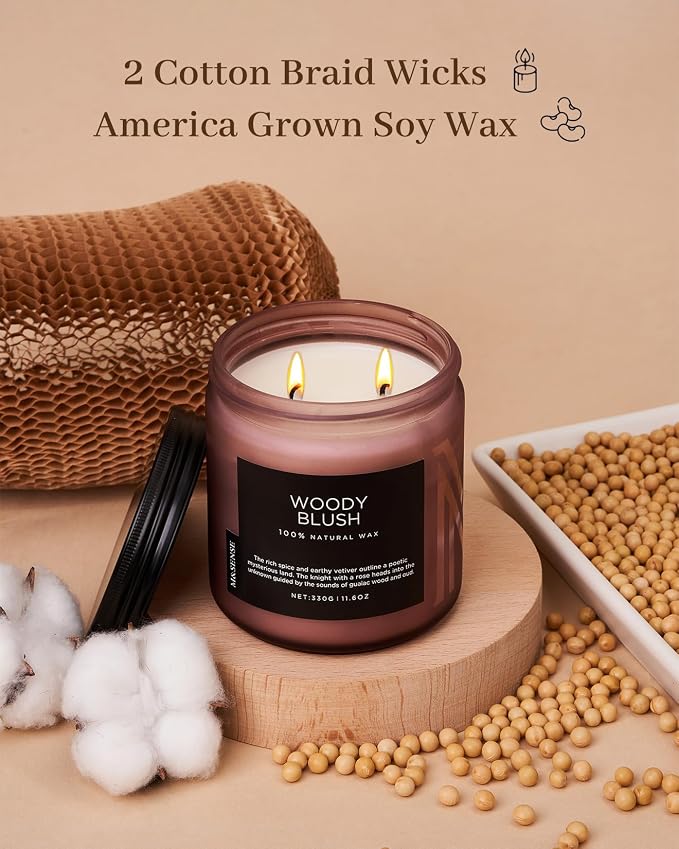 M&SENSE Rose Oudwood Scented Candle, 11.6oz 70 Hours Natural Soy Wax Long - Image 3