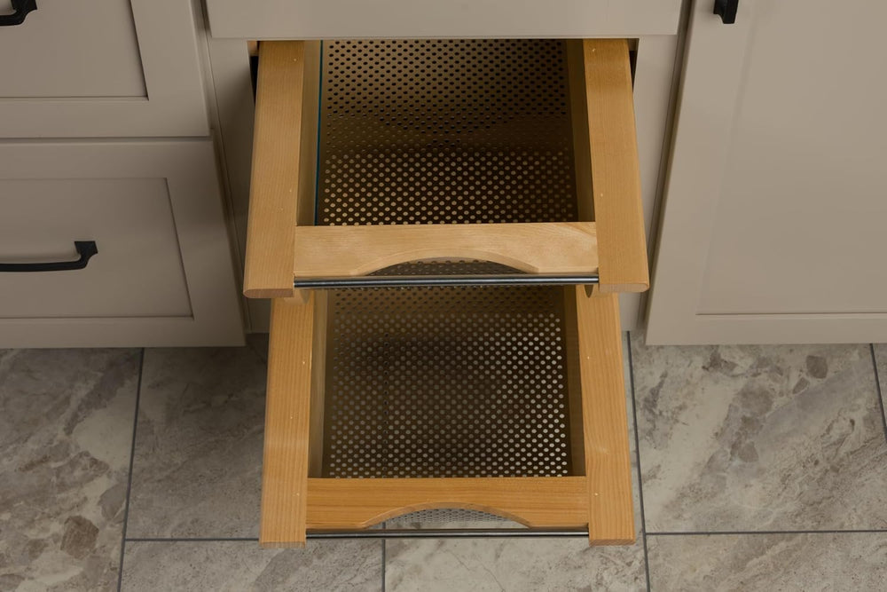 REV-A-SHELF Natural Maple/Stainless-Steel Produce Basket for 18” Base Cabinets