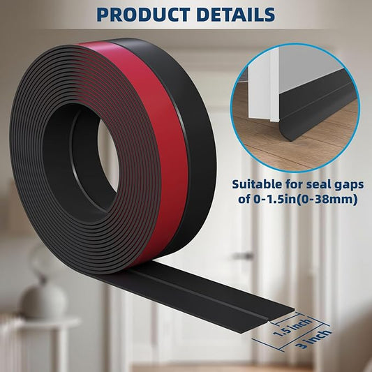 Heavy-Duty 10 ft x 3 in Weather Stripping, Extra Thick 2mm Door Draft Stopper - Image 2