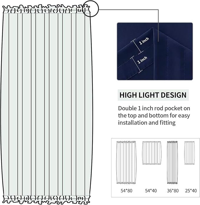 DWCN French Door Curtains – Rod Pocket Thermal Blackout Curtain - Image 3