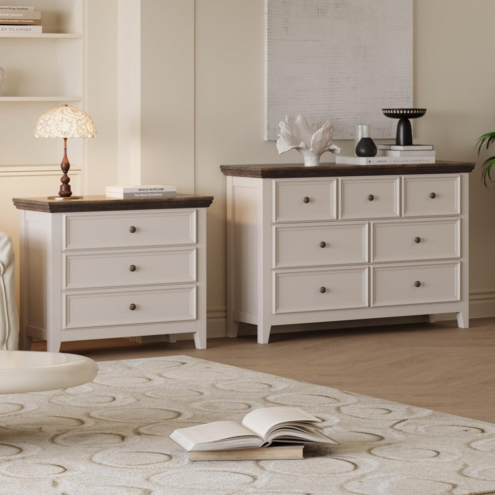 BOSHIRO Farmhouse 3-Drawer Dresser for Bedroom - 31.5" Wide 3 Chest of D...