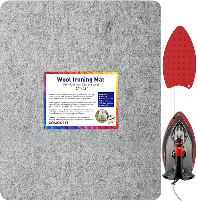 ZOMONETI 24" x 18" Wool Pressing Mat 100% New Zealand Felted Wool Ironing Mat by ZOMONETI