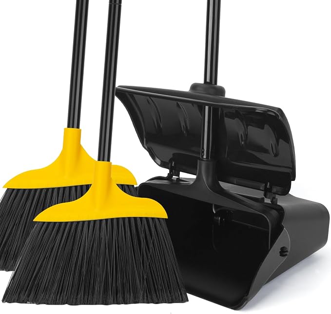 Indoor/Outdoor Heavy Duty Broom and Dustpan Set, Upright Plastic Commercial by KeFanta