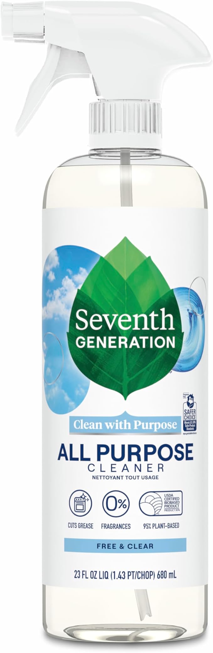 Seventh Generation All Purpose Cleaner, Free & Clear, Cuts Grease, 23 Fl Oz by SeventhGeneration