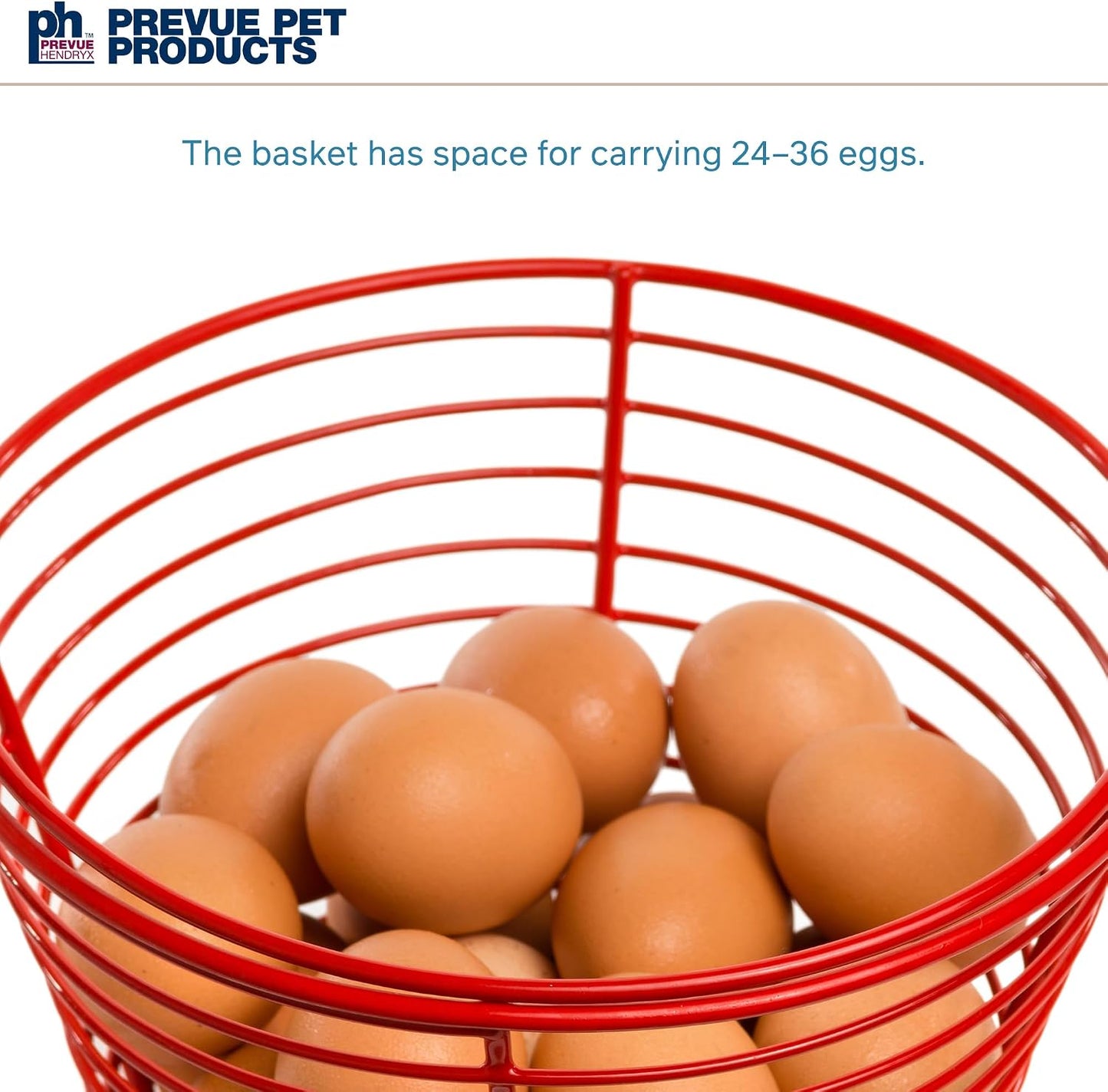 Prevue Pet Products Egg Basket - Wire Holder for Chicken or Duck Eggs, Countertop Storage Basket, Farmhouse Decor or Vegetable Collection Container, Lightweight & Sturdy - Red