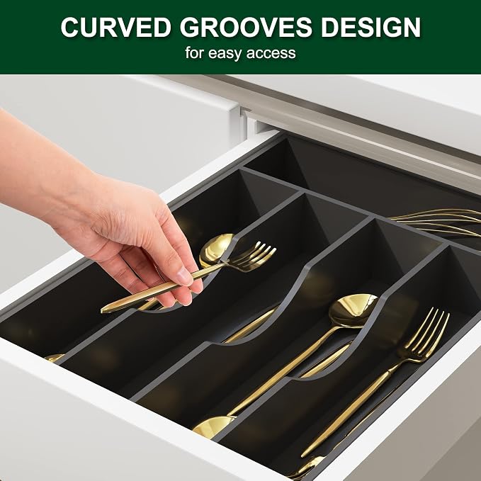 Bellsal Black Utensil Organizer 10 Inch Silverware Tray - Image 6