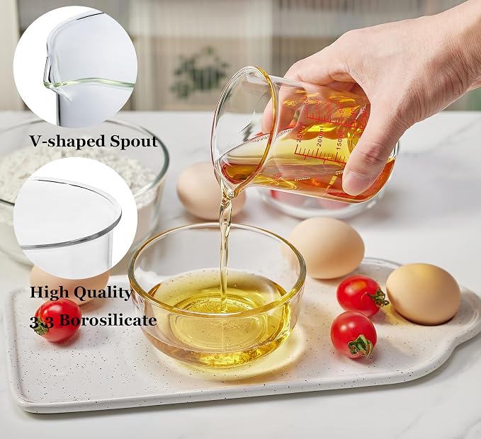 Ackers Glass Measuring Cup 1 Cup, 8oz Borosilicate Liquid Measuring Cup - Image 2