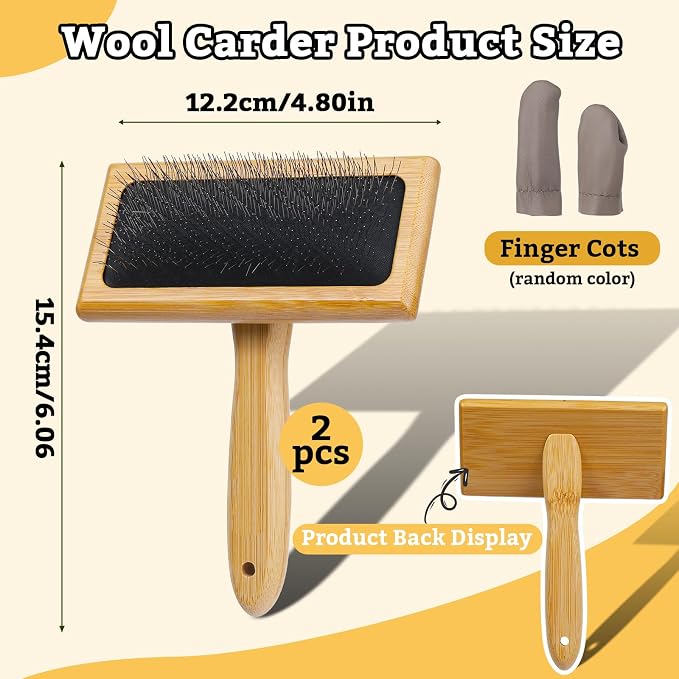2 Pcs Large Wooden Wool Carders, Needle Felting Carding Brushes Tools - Image 2