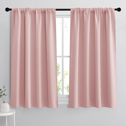 RYB HOME Short Window Curtains for Kitchen, Room Darkening Rod Pocket Drapes by RYBHOME