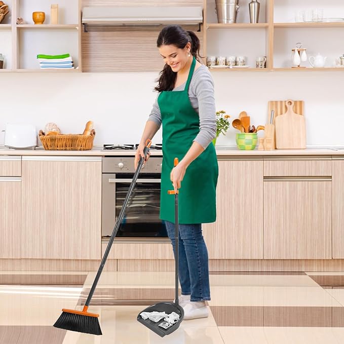 Long Handle Broom with Upright Standing Dustpan Combo - Image 6