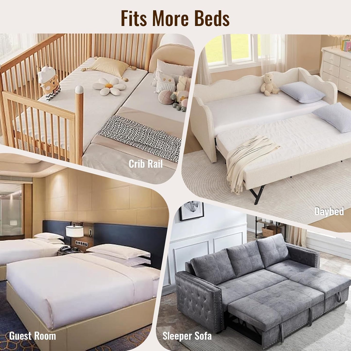 Vekkia 80" x 12" Twin XL/Twin to King Converter with Internal PE Support Sheet & High-Density Foam, Split King Gap Filler for Adjustable Bed, Guest Room, Vacation Rentals, Hotel, Washable Cover