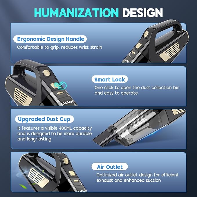 Handheld Vacuum Cordless, 15000PA Strong Suction Hand Held Car Vacuum Cleaner - Image 5