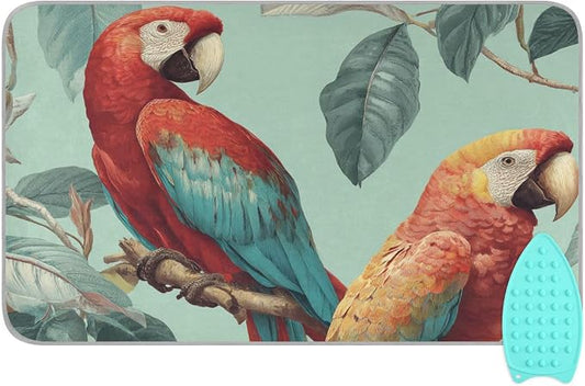 Tropical Parrots on The Branc Ironing Mat Thickened Ironing Blanket Travel by QwThum