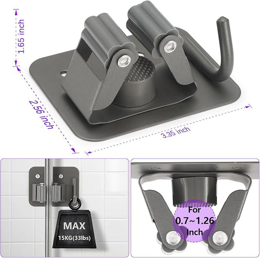 Broom Holder Wall Mount Screw Drilling, Sturdy Heavy Duty Stainless Steel Mop - Image 2
