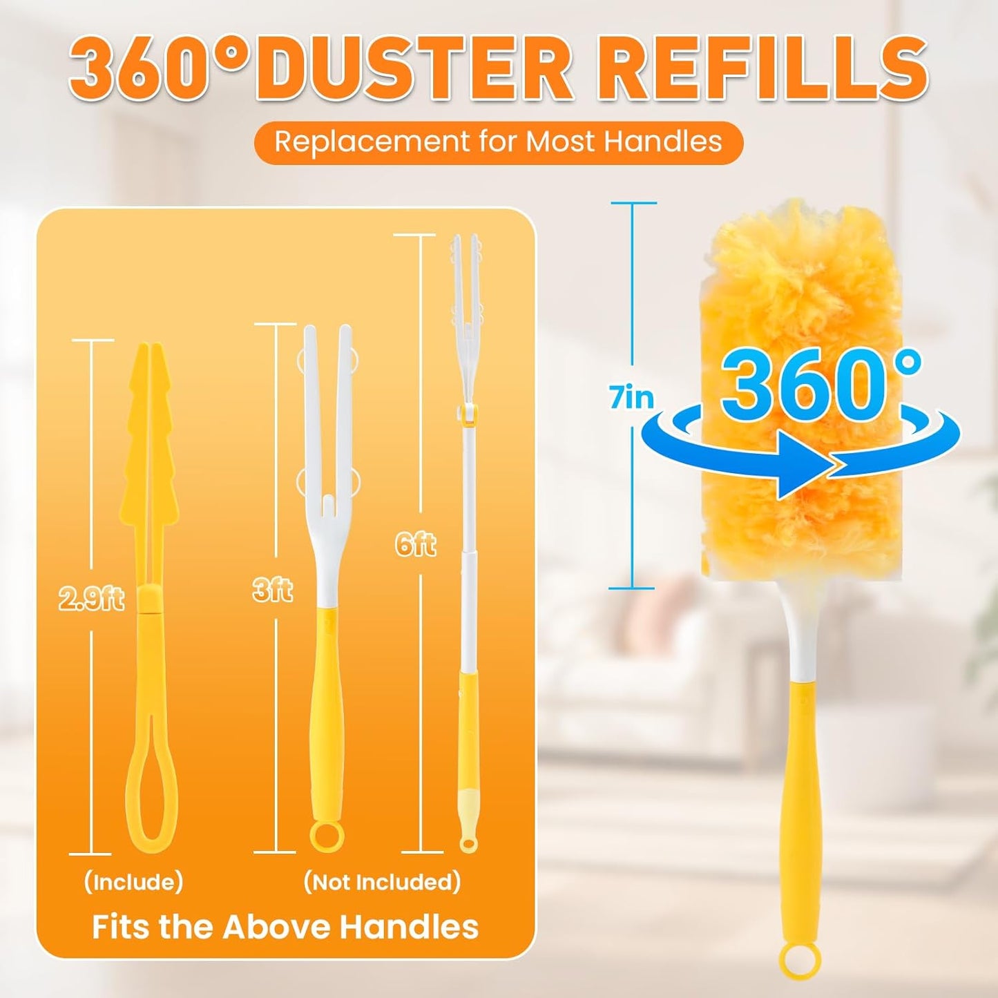 Alotiki Heavy Duty Duster Refills, 80 Count 360° Double-Sided Duster Refill and 2 Yellow Handle, Disposable Dusters Refill for Daily Dust Cleaning, Electronics, Furniture, Blinds, Ceiling Fans