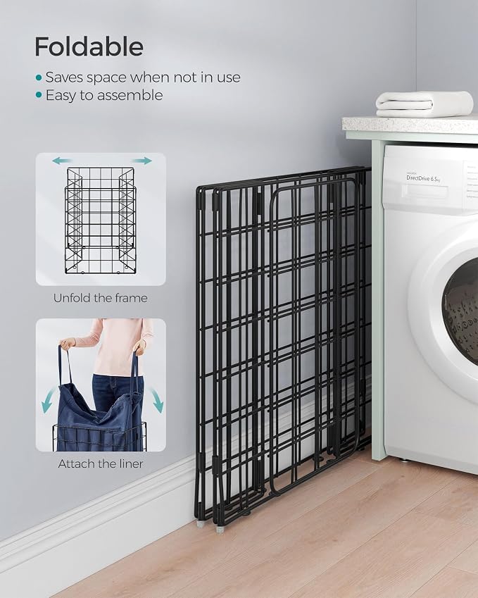 SONGMICS Laundry Hamper, 23.8 Gal. Laundry Basket, Collapsible Clothes Hamper - Image 7