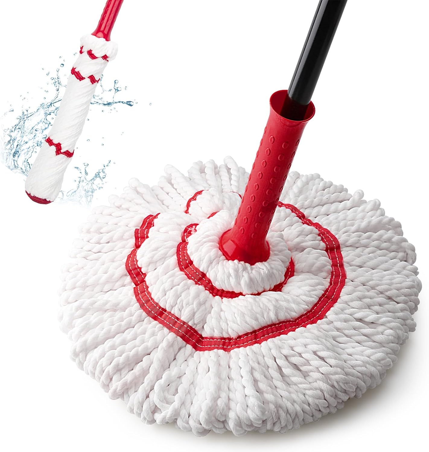KeFanta Self Wringing Twist Mop, Easy Wringing Mop with 57 " Long Handle | 57 " Long Handle, Easy Wringing, Microfiber Floor mop for Kitchen Hardwood Bathroom Garages Warehouses Tile Home Office
