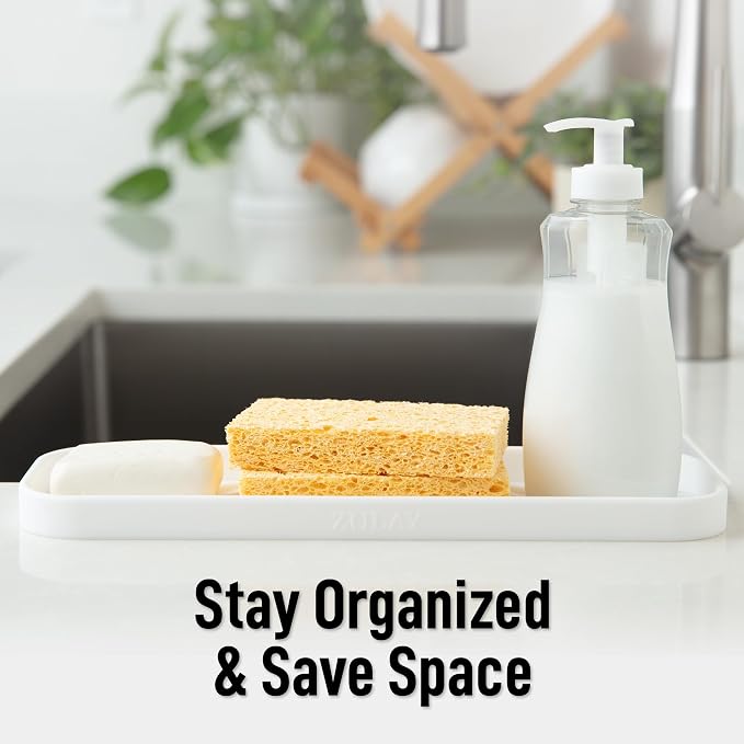 Zulay Kitchen Large Silicone Sponge Holder – Flexible Sink Organizer Tray - Image 6