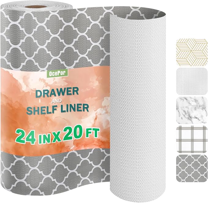 OcePor Non-Adhesive Drawer and Shelf Liner 24IN x 20FT，Non Slip Cabinet and by OcePor