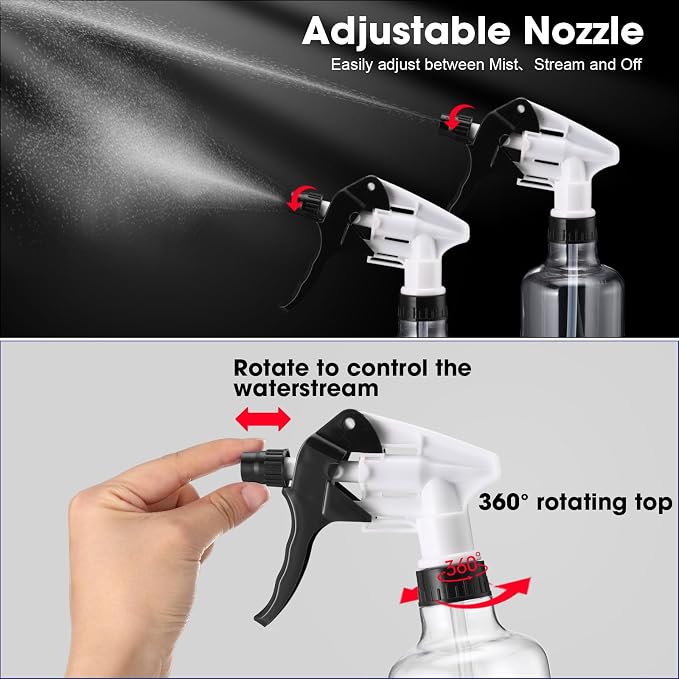 Eccliy 12 Pcs 16 Oz Plastic Spray Bottle, Adjustable Empty Reusable Sprayer - Image 3