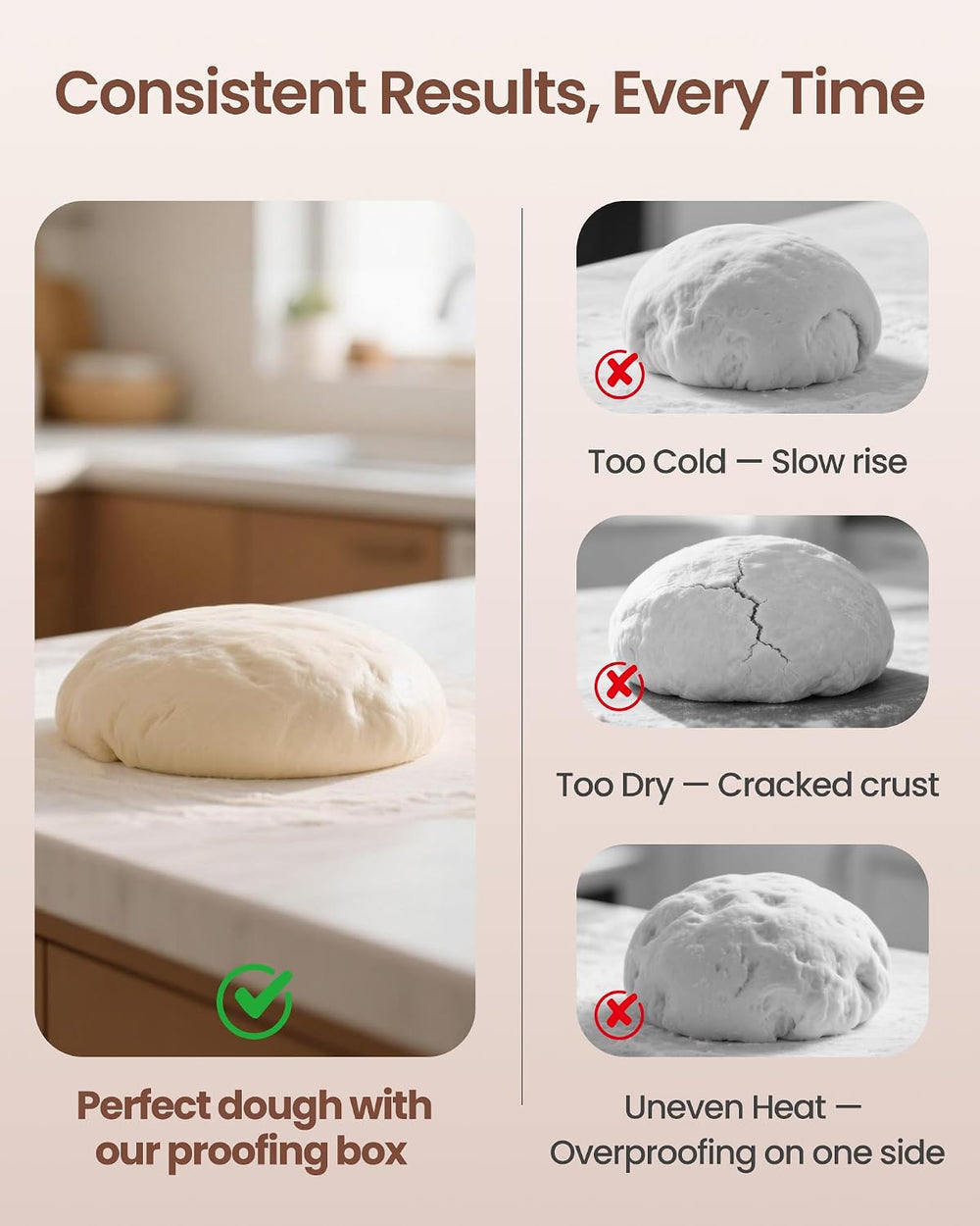 Folding Bread Proofing Box, Dough Proofer with 68–132°F Temperature Control &...