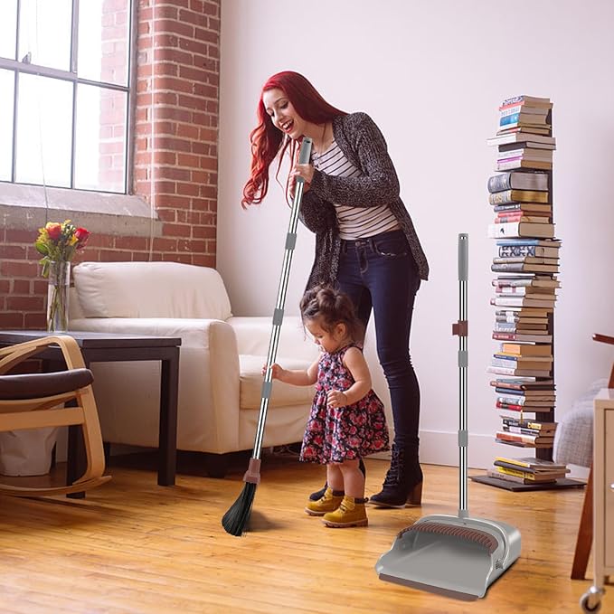 kelamayi Upgrade Broom and Dustpan Set, Self-Cleaning - Image 7