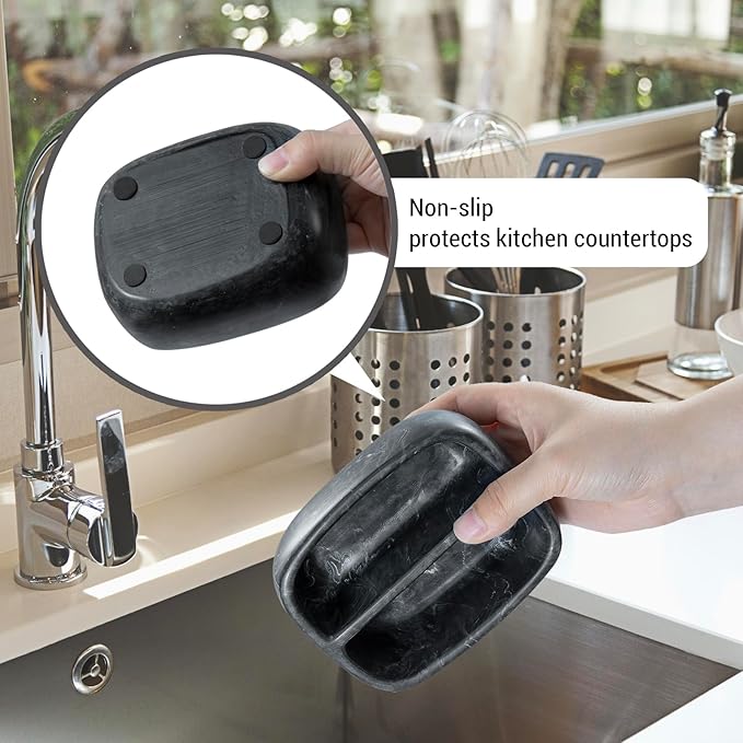 MyGift Modern Black Resin Double Sponge Holder - Image 9