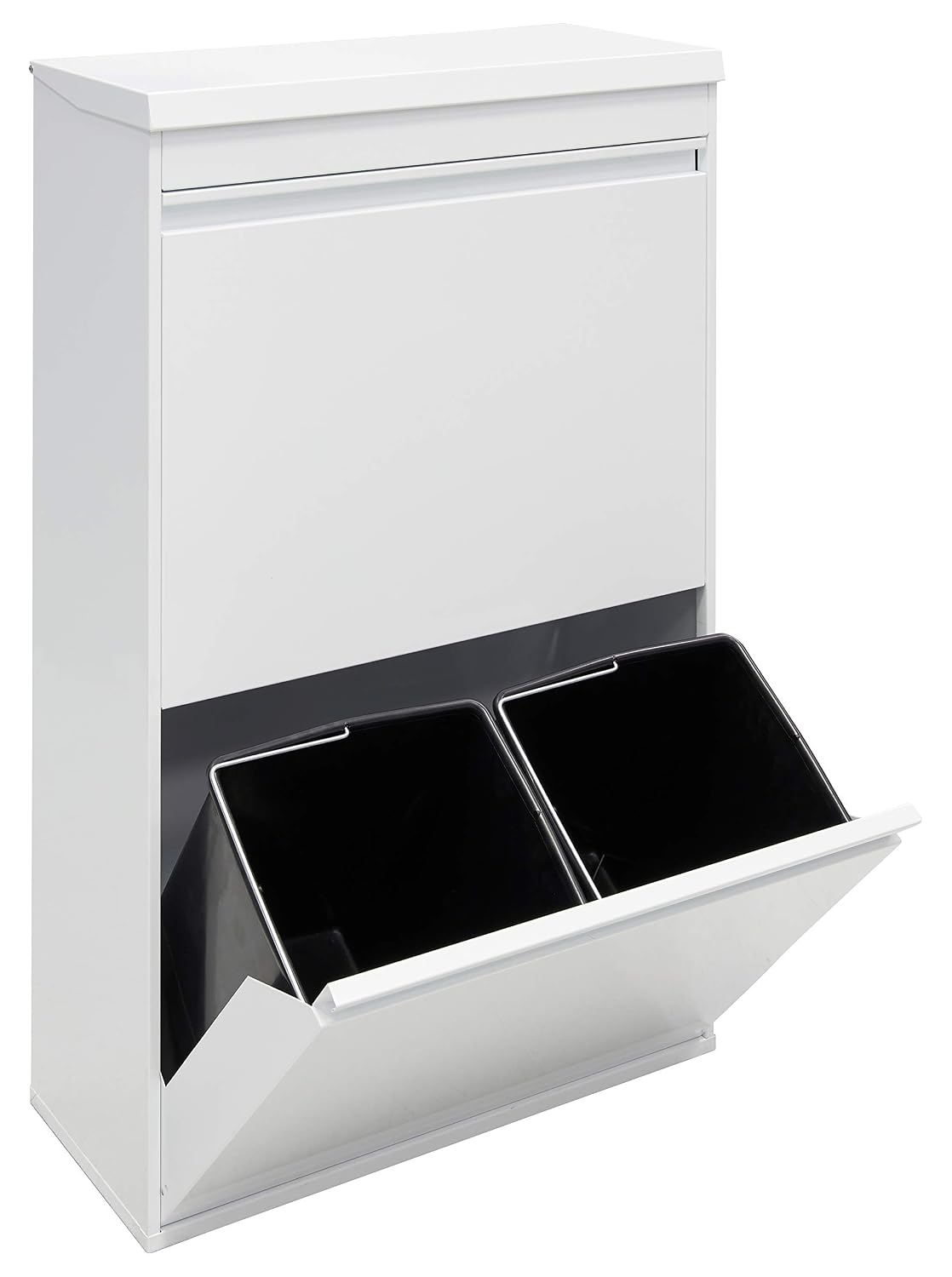 Arregui 4-Cube Steel Waste and Recycling Bin and Multi-Purpose Top Tray, White, 97.5 x 58.6 x 24.4 cm