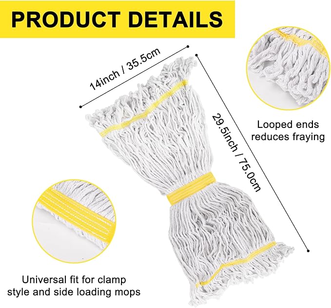KeFanta 3 Pack Heavy Duty Commercial Mop Head Replacement, Looped End String - Image 5