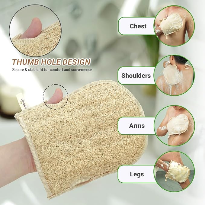 Premium Vietnamese Natural Loofah Gloves – Exfoliating Body Scrubber Mitts - Image 3