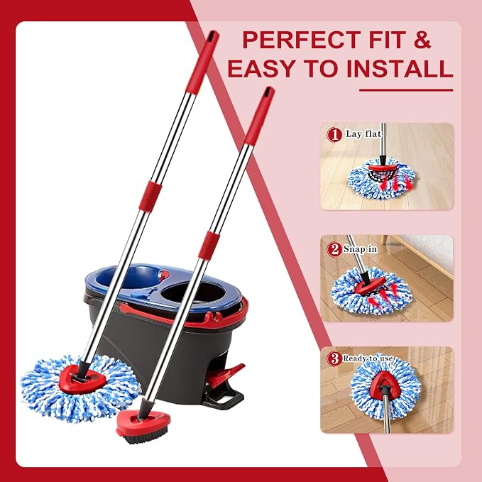 6 Pack Spin mop Replacement Head, Spin mop Scrub Brush, Microfiber Mop Refills - Image 5