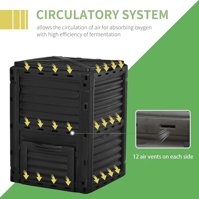 Outsunny Garden Compost Bin 80 Gallon Outdoor Large Capacity Composter Fast - Image 6