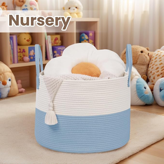 Woven Blanket Basket, 115L Large Rope Storage Bin - Image 4
