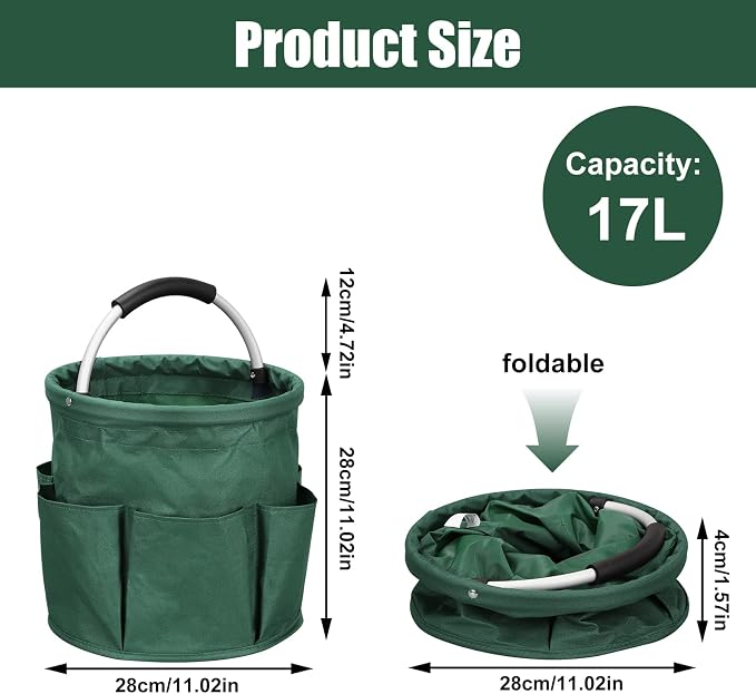 Qivine 17L Cleaning Caddy with Handle, Cleaning Supply Caddy Foldable Cleaning - Image 2