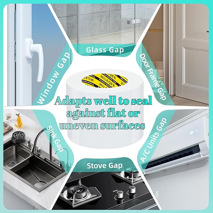 3Pack MILEQEE Window Weather Stripping Door Seal Tape White, 1in x 33FT - Image 5