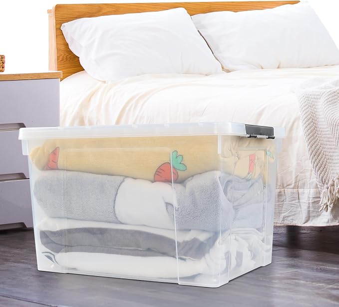 4-Pack 50 L Clear Plastic Storage Bin, Large Clear Latch Box - Image 4