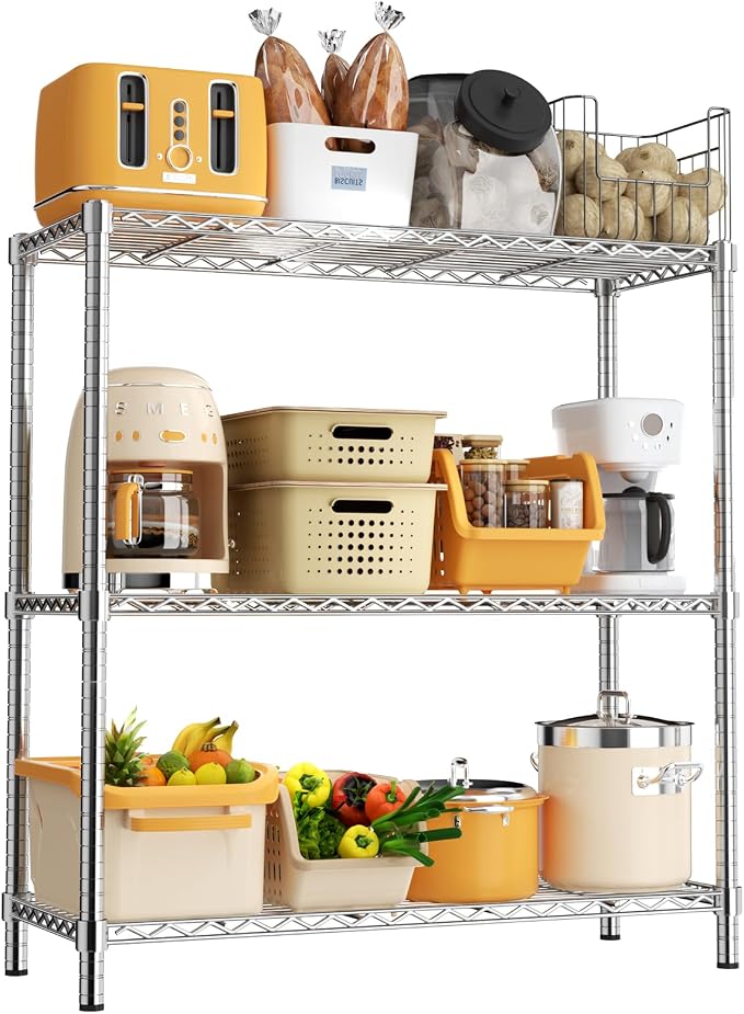 Storage Shelves, 3-Tier Adjustable Metal Industrial Utility Shelf Rack by Unknown