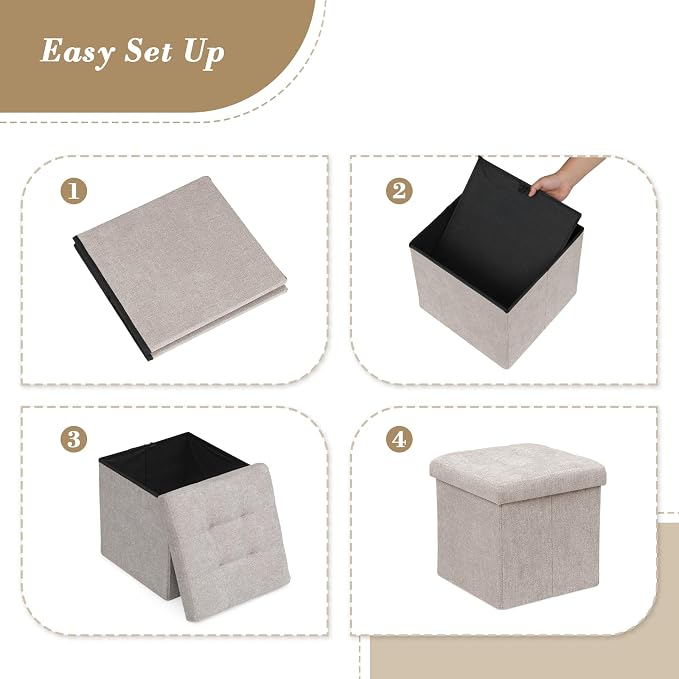 Athena Collection 15" Storage Ottoman Bench Folding Bench - Image 8