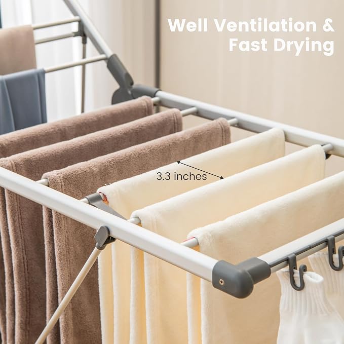 Giantex Clothes Drying Rack, 2-Layer Aluminum Foldable Laundry Drying Rack - Image 5