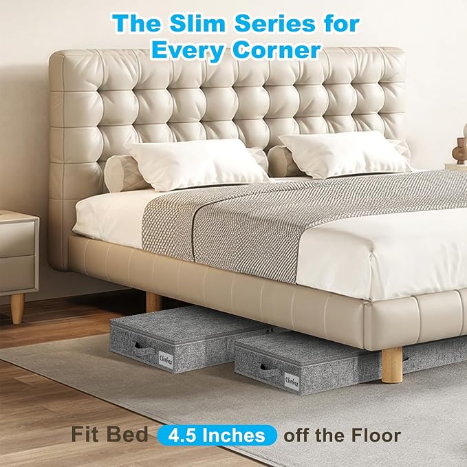 Under Bed Storage Container Bin 4 Pack, 4.5 Inch Slim Low Profile Underbed - Image 2