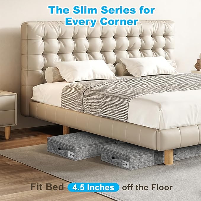 Under Bed Storage Container Bins 2 Pack, 4.5 Inch Slim Low Profile Underbed - Image 2