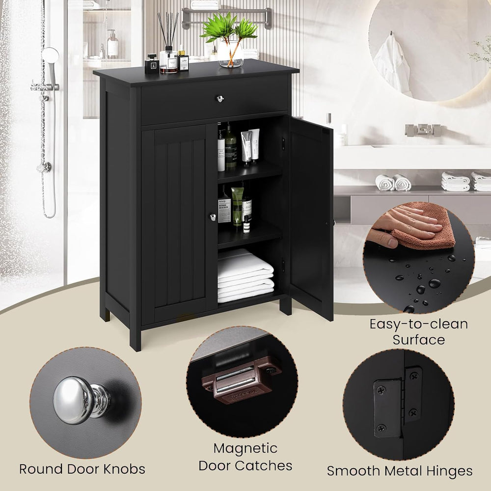 COSTWAY Bathroom Floor Storage Cabinet, Freestanding Storage Unit