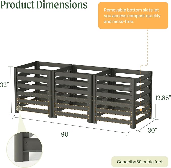 Vego Garden 32" Tall Modular Compost Bin 90" x 30" x 32" - Image 2